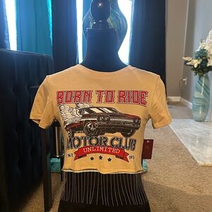 Motor Club Graphic Tan Crop Top